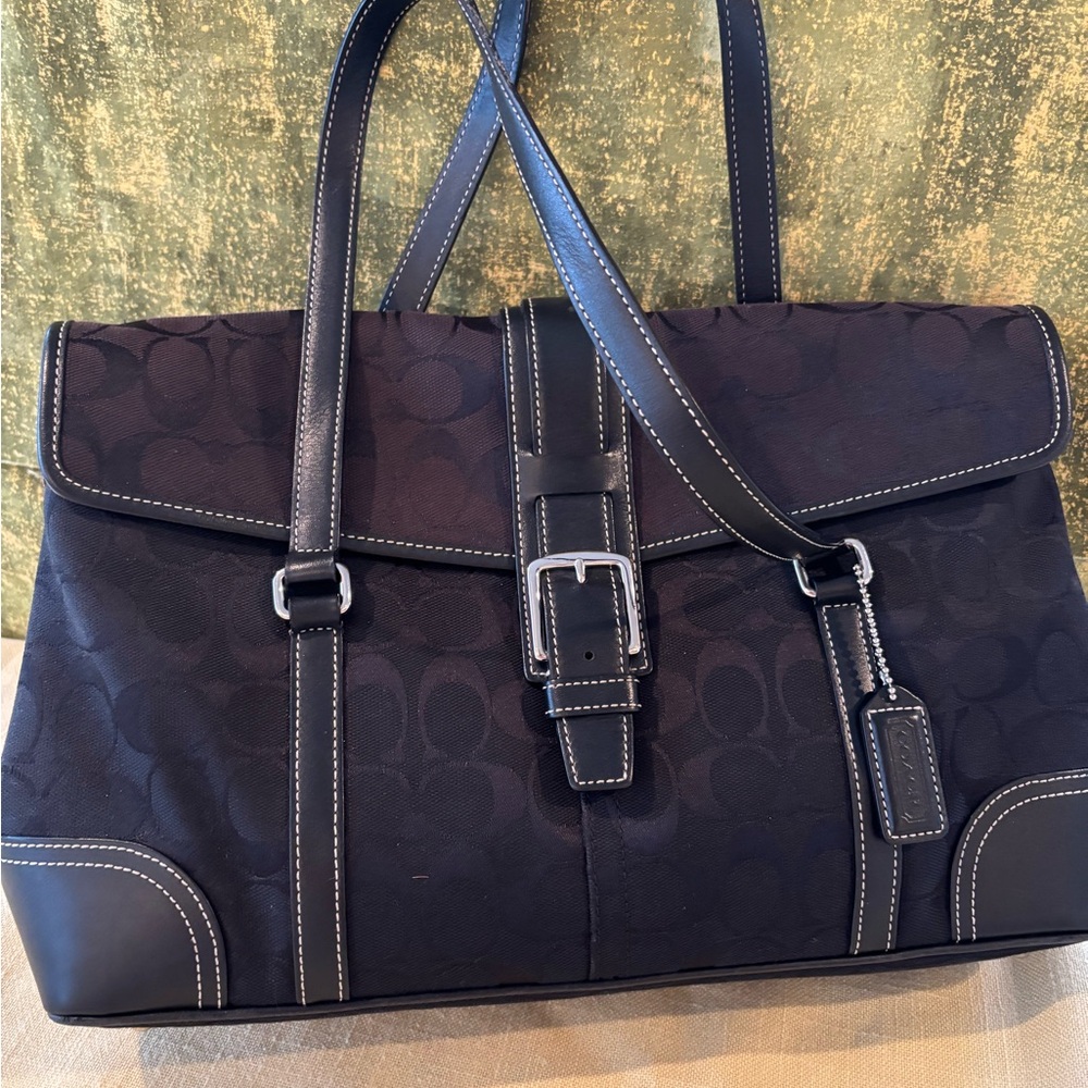 Coach Black Signature Canvas and Leather Bag  K3J-6848